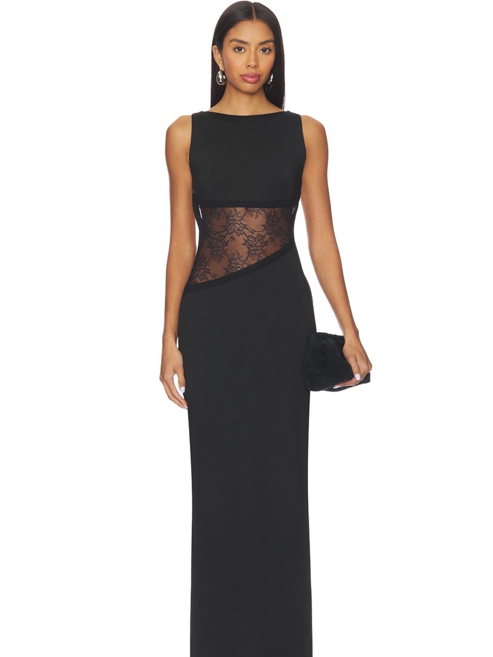 superdown vivica Black Lace Panel Maxi Dress